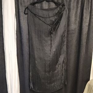 Elegant Black Sheer Pleated Skirt Beach Cover up